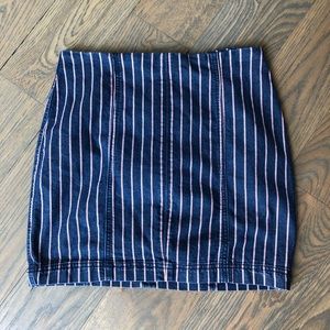 Altar’d State Denim Skirt with Red/White Stripes